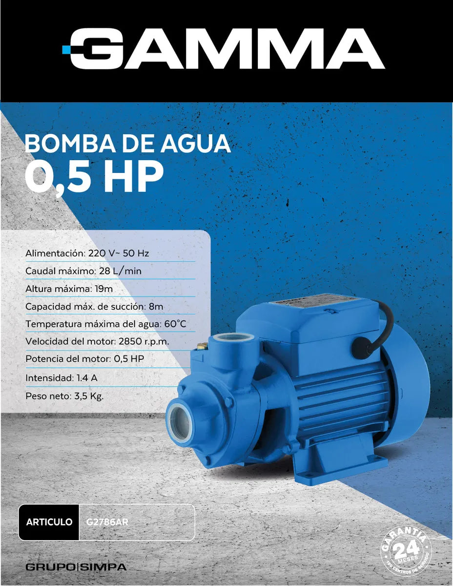 Bomba De Agua Periférica 0.5 Hp - G2786ar