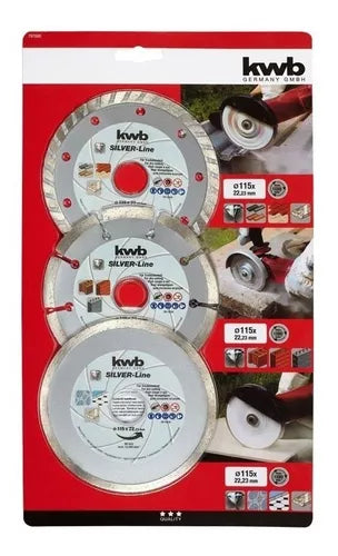 Discos de corte de diamante juego de 3 piezas KWB