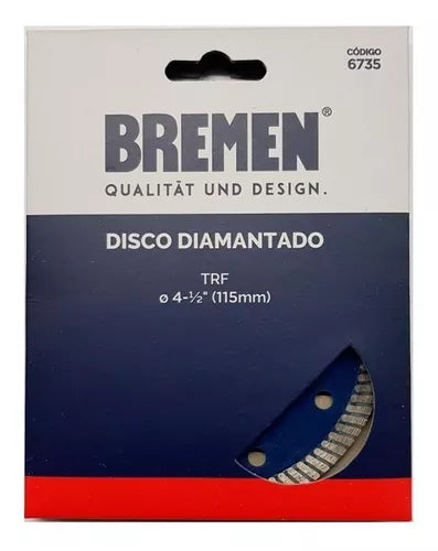 Disco diamantado porcelanato turbo fino 4 1/2" 115mm Bremen