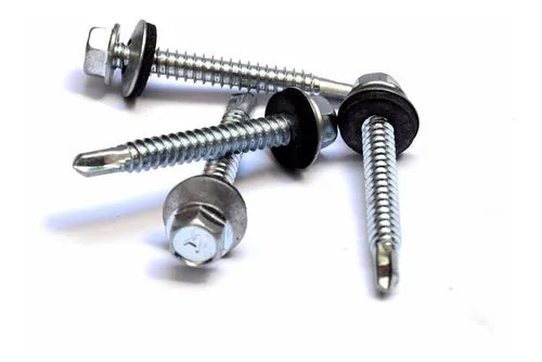 Tornillo autoperforante con arandela cabeza hexagonal punta mecha 14 x 2" 300 unidades Bremen