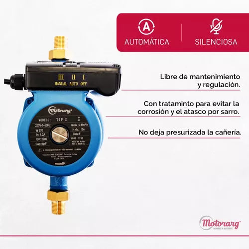 Bomba presurizadora agua TIP 2 3 baños 270W Motorarg