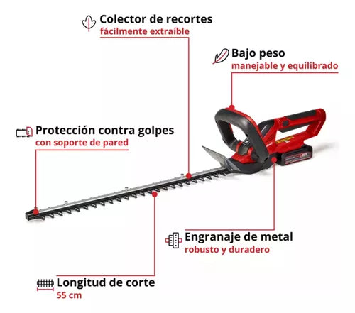 Corta cerco cargador y batería 2.5 Ah GE-CH 1855/1 LI KIT Einhell