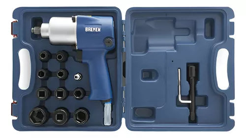 Llave pistola impacto neumática 1/2 760nm con 15 piezas Bremen