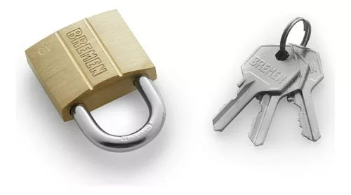 Candado de bronce macizo 40MM 3 llaves Bremen