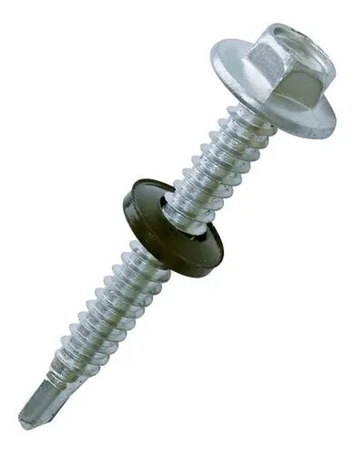Tornillo autoperforante con arandela cabeza hexagonal punta mecha 14 x 2 1/2" 250 unidades Bremen
