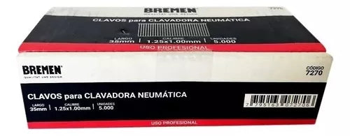 CLAVOS PARA CLAVADORA NEUMÁTICA 35MM 5000U BREMEN 7270