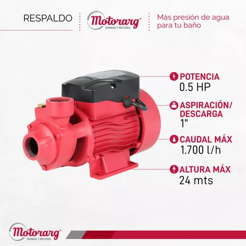 Bomba periférica 0.5 hp calidad excepcional Motorarg