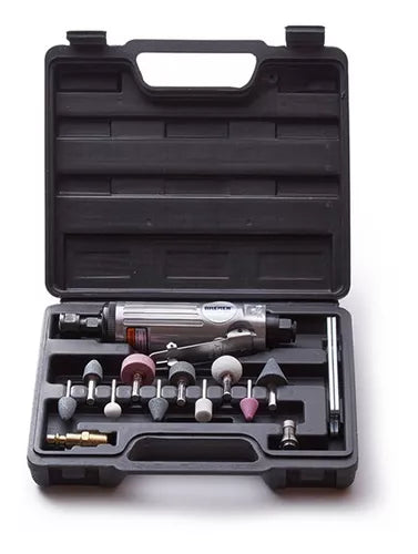 Amoladora recta neumática 1/4 en kit 16 piezas Bremen