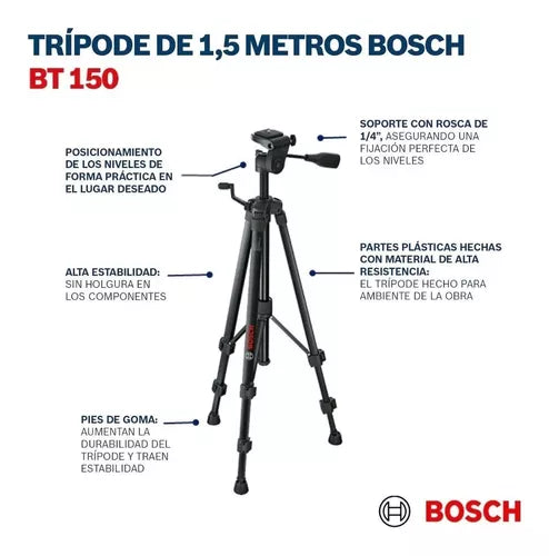 Trípode altura max. 1,50MT robusto rosca 1/4 Bosch