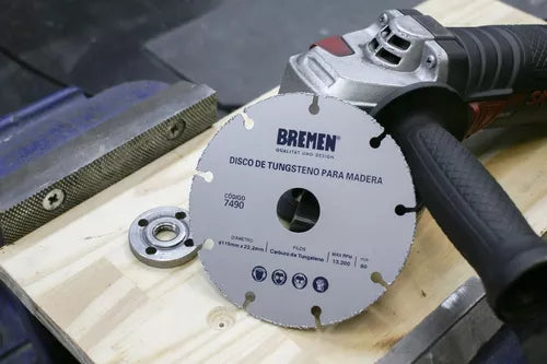 Disco de tungsteno amoladora 115mm para madera 7490 Bremen
