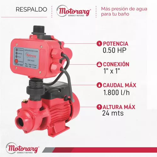 Bomba de agua presurizadora 0.5 hp Motorarg PF PRES
