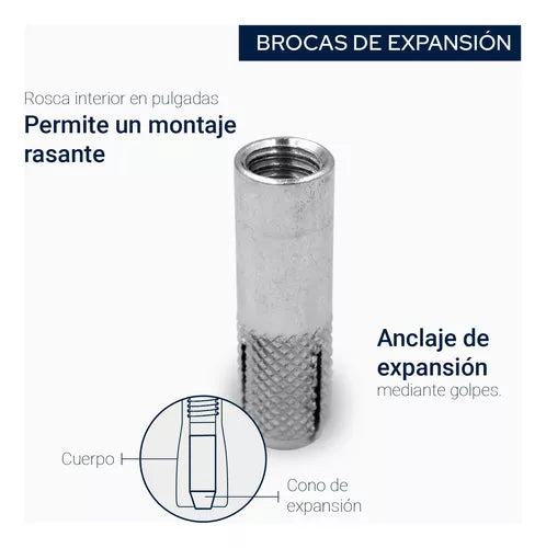 Broca de expansion para hormigon zincado 1/2" x 13 TPI x 50 unidades Bremen