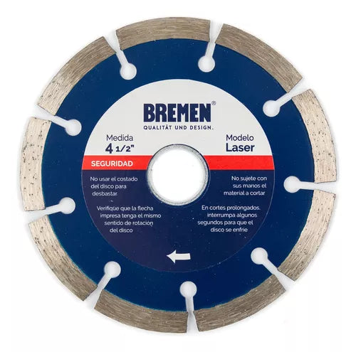 Disco diamantado laser segmentado 4 1/2" 115mm Bremen