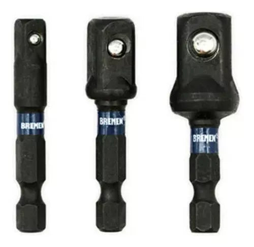 Juego 3 adaptadores de impacto hexagonal A 1/4 3/8 1/2 Bremen 7871