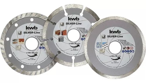 Discos de corte de diamante juego de 3 piezas KWB