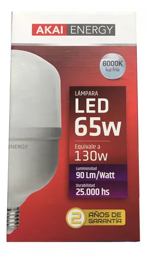 Lampara led serie T galponera 65w E40 fria blanco frío AKAI ENERGY