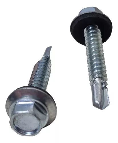 Tornillo autoperforante con arandela cabeza hexagonal punta mecha 14 x 1" 500 unidades Bremen