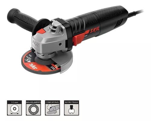 Amoladora angular negra 4 1/2" 115mm 700W 220V Skil