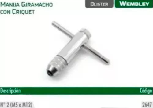Manija gira machos con crique de 3/16 a 1/2 M5 A M12 2647 Wembley
