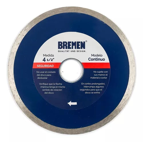 Disco corte diamantado continuo 4 ½ humedo Bremen