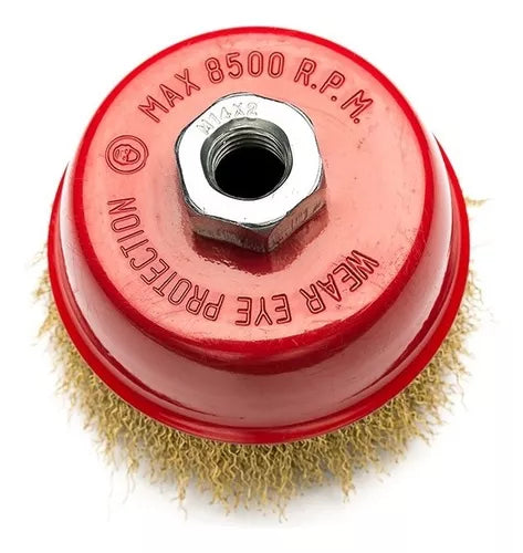 Cepillo copa acero p/ amoladora angular 115 Bremen 65mm rizado Bremen