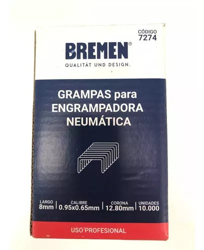 Grapa Grampa Engrampadora Neumatica Bremen 8mm 10000u 7274