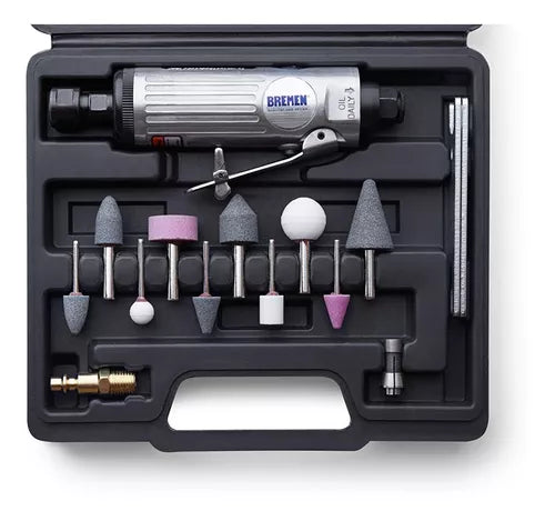 Amoladora recta neumática 1/4 en kit 16 piezas Bremen
