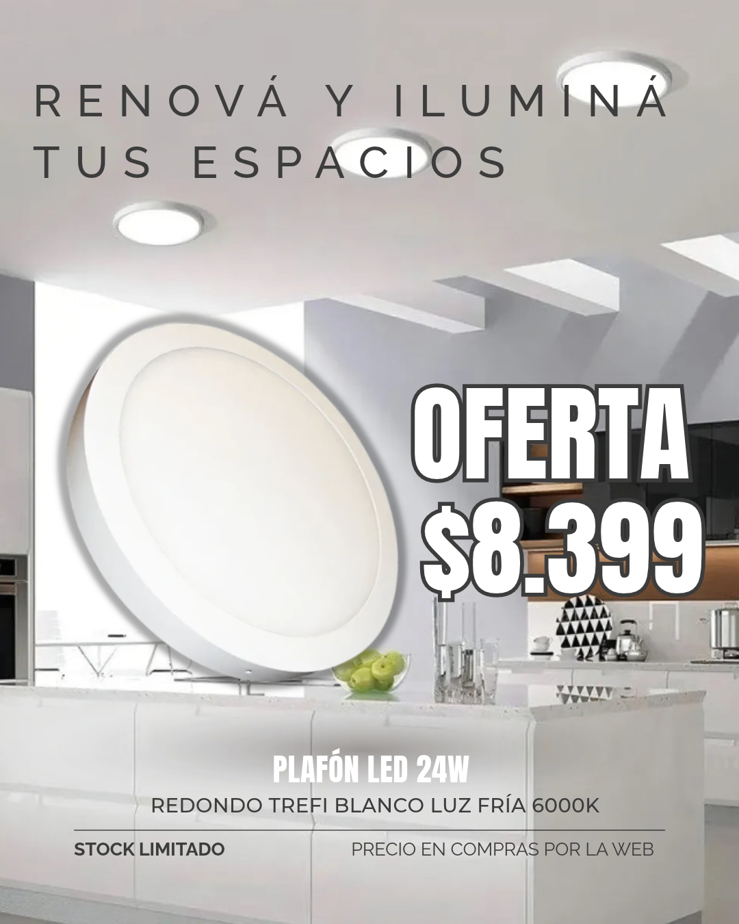Plafón LED 24W Redondo Trefi Blanco Luz Fría 6000K