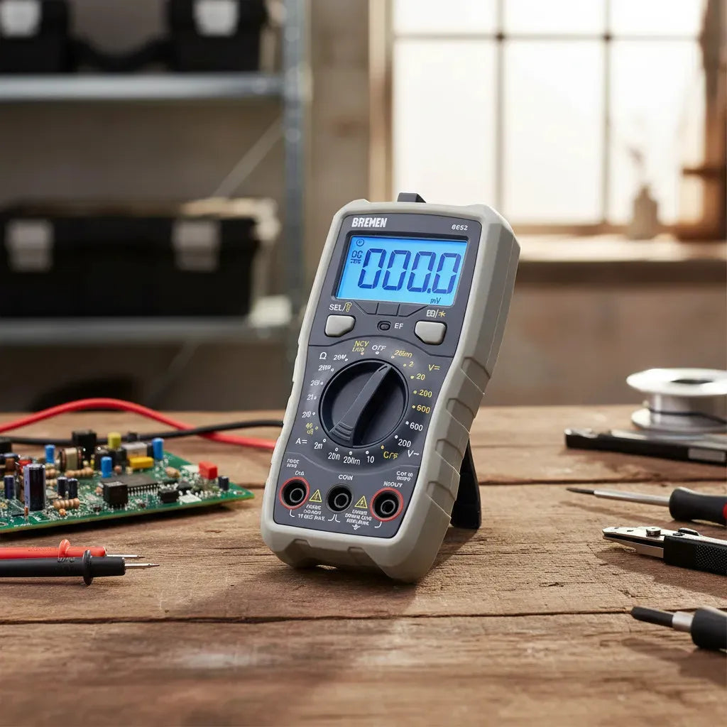 Tester Multimetro Bremen 8652 Con Detección De Voltaje Sin Contacto Y Termocupla De Temperatura Linterna
