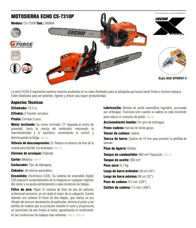 Motosierra Echo Cs-7310p 73.5cc Japon