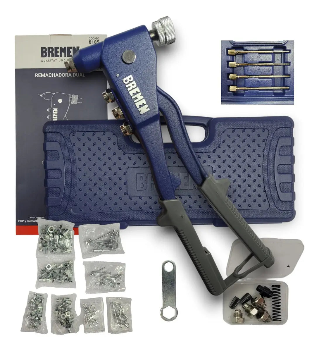 Remachadora Dual En Kit (pop Y Roscados) Bremen 8185 Cantidad De Boquillas 4
